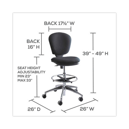 Image of Safco® Metro Collection Extended-Height Chair, Supports Up To 250 Lb, 23" To 33" Seat Height, Black Seat/back, Chrome Base
