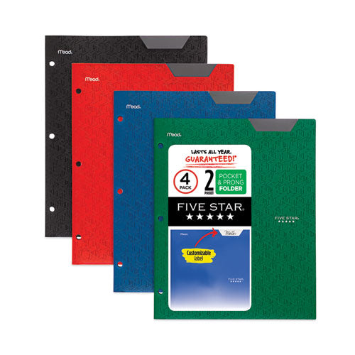 Image of Five Star® Two-Pocket Stay-Put Plastic Folder, 11 x 8.5, Assorted, 4/Pack