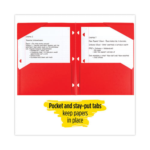 Image of Five Star® Two-Pocket Stay-Put Plastic Folder, 11 x 8.5, Assorted, 4/Pack