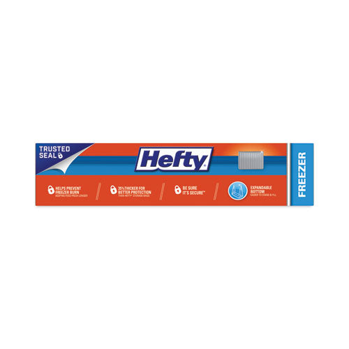 Image of Hefty® Slider Stand and Fill Freezer Storage Bags, 1 gal, 10.56" x 11", Clear, 25 Bags/Box, 9 Boxes/Carton