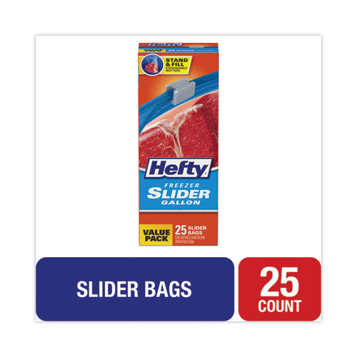 Image of Hefty® Slider Stand and Fill Freezer Storage Bags, 1 gal, 10.56" x 11", Clear, 25/Box