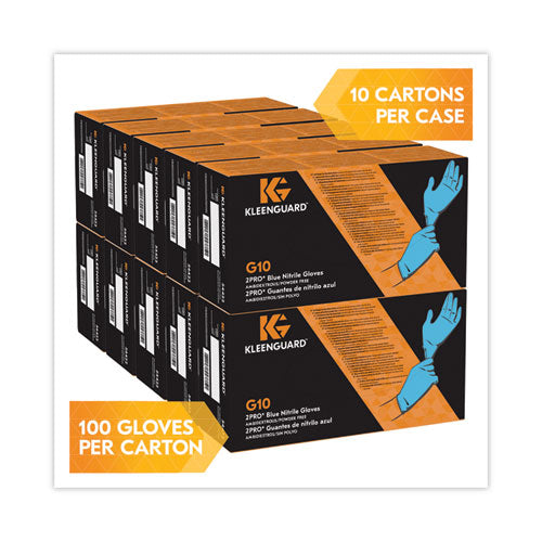 Image of KleenGuard G10 2PRO Nitrile Gloves, Blue, Medium, 1,000/Carton