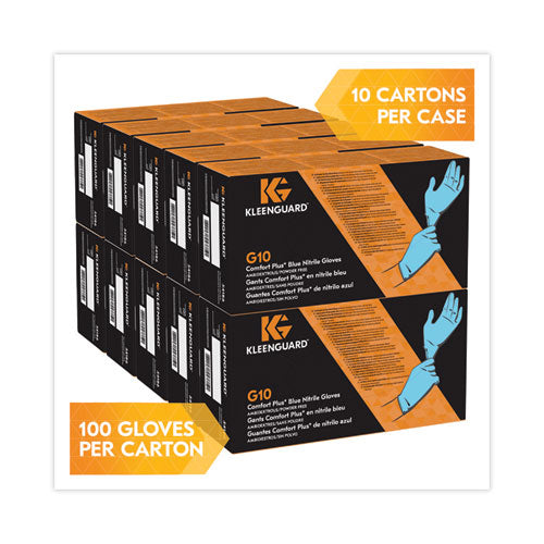 Image of KleenGuard G10 Comfort Plus Blue Nitrile Gloves, Light Blue, Small, 1,000/Carton