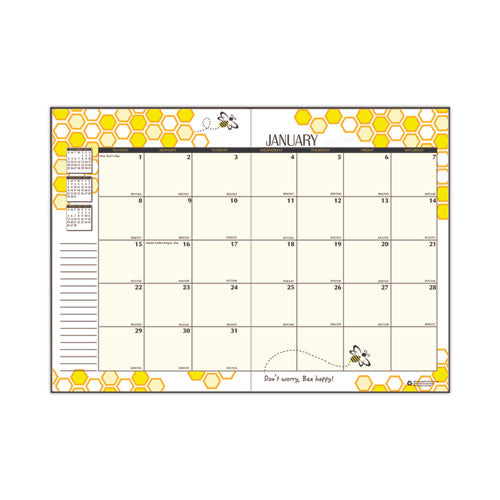 Image of House of Doolittle Recycled Honeycomb Monthly Planner, Honeycomb Artwork, 11 x 7, Black/Gold Cover, 12-Month (Jan to Dec): 2025