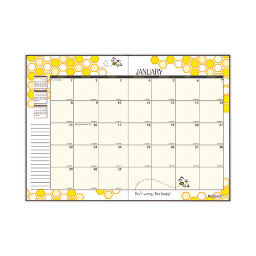 Image of House of Doolittle Recycled Honeycomb Monthly Planner, Honeycomb Artwork, 11 x 7, Black/Gold Cover, 12-Month (Jan to Dec): 2025