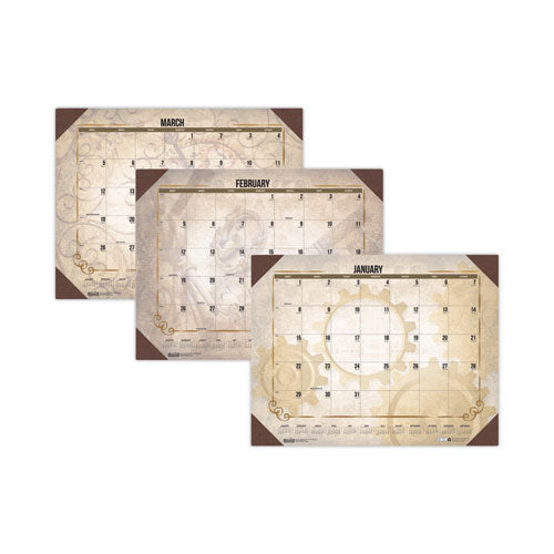 Image of House of Doolittle Recycled Vintage Desk Pad Calendar, Vintage Artwork, 22 x 17, Sepia Sheets, Brown Corners, 12-Month (Jan-Dec): 2025