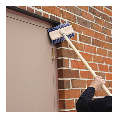 Image of Boardwalk® Dual-Surface Vehicle Brush, Black Polypropylene Bristles, 10" Brush, Brown Plastic Handle