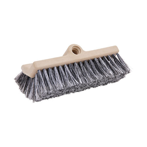 Image of Boardwalk® Dual-Surface Vehicle Brush, Black Polypropylene Bristles, 10" Brush, Brown Plastic Handle