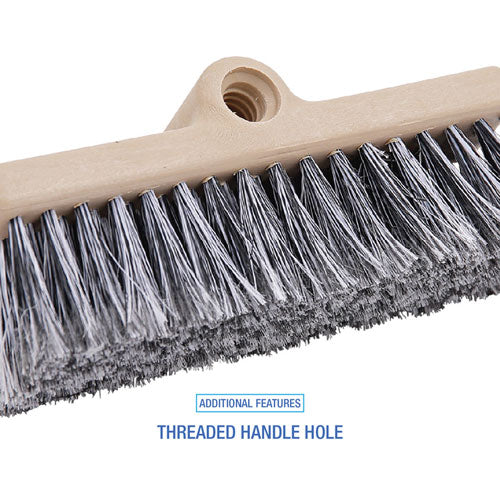 Image of Boardwalk® Dual-Surface Vehicle Brush, Black Polypropylene Bristles, 10" Brush, Brown Plastic Handle
