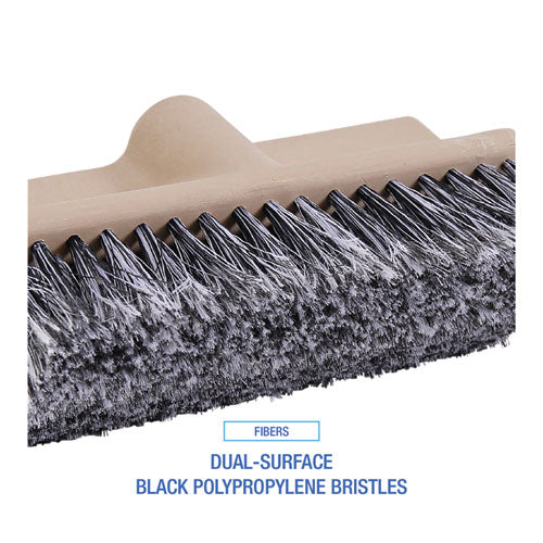 Image of Boardwalk® Dual-Surface Vehicle Brush, Black Polypropylene Bristles, 10" Brush, Brown Plastic Handle
