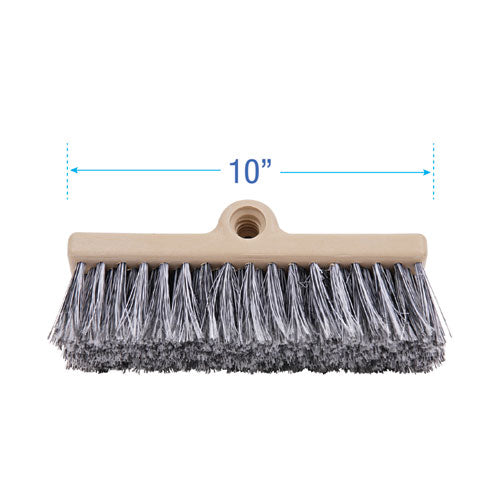 Image of Boardwalk® Dual-Surface Vehicle Brush, Black Polypropylene Bristles, 10" Brush, Brown Plastic Handle