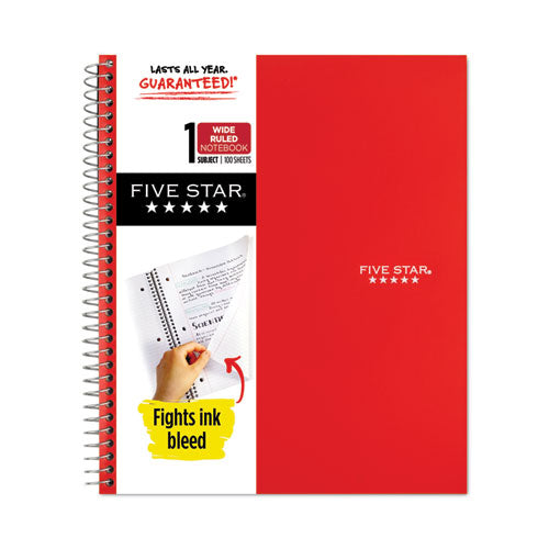 Image of Five Star® Wirebound Notebook, 1-Subject, Wide/Legal Rule, Assorted Cover Colors, (100) 10.5 x 8 Sheets, 6/Pack