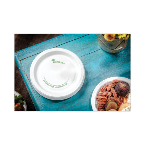 Image of Pactiv Evergreen EarthChoice Pressware Compostable Dinnerware, Plate, Paper, 9" dia, White, 450/Carton