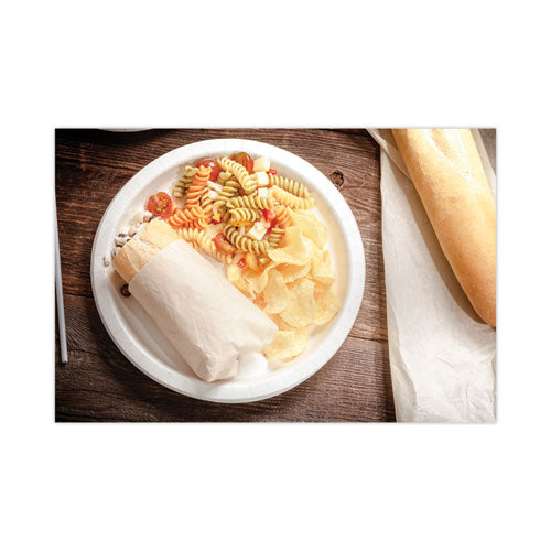 Image of Pactiv Evergreen EarthChoice Pressware Compostable Dinnerware, Plate, Paper, 9" dia, White, 450/Carton