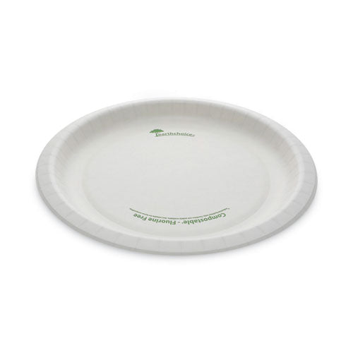 Image of Pactiv Evergreen EarthChoice Pressware Compostable Dinnerware, Plate, Paper, 10" dia, White, 300/Carton
