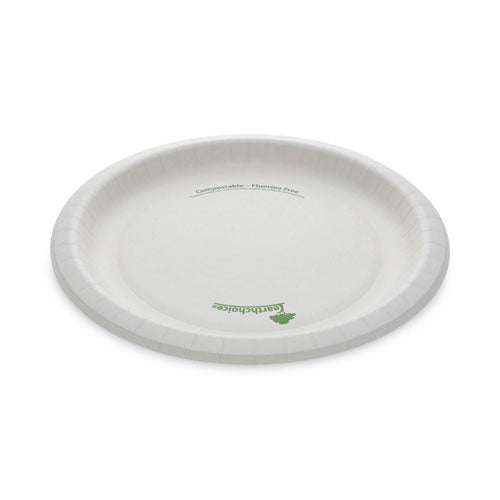 Image of Pactiv Evergreen EarthChoice Pressware Compostable Dinnerware, Plate, Paper, 10" dia, White, 300/Carton