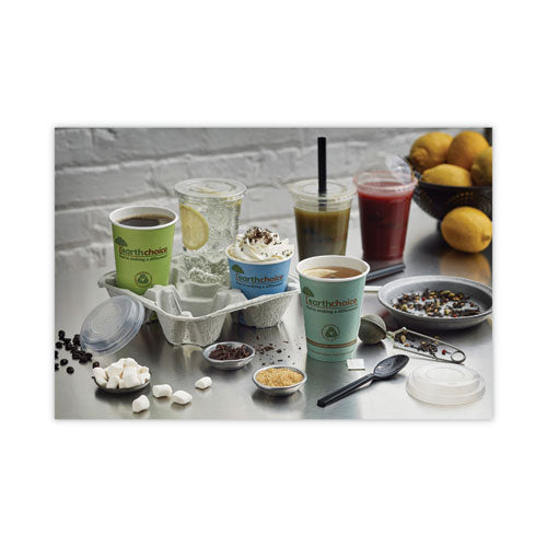 Image of Pactiv Evergreen EarthChoice Carry-Safe Beverage Carrier, 8 oz to 32 oz, Four Cups + Food Tray, Natural, 300/Carton