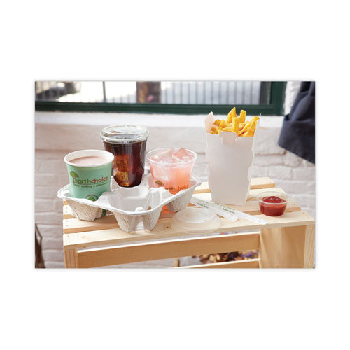 Image of Pactiv Evergreen EarthChoice Carry-Safe Beverage Carrier, 8 oz to 32 oz, Four Cups + Food Tray, Natural, 300/Carton