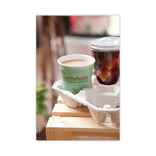 Image of Pactiv Evergreen EarthChoice Carry-Safe Beverage Carrier, 8 oz to 32 oz, Four Cups + Food Tray, Natural, 300/Carton