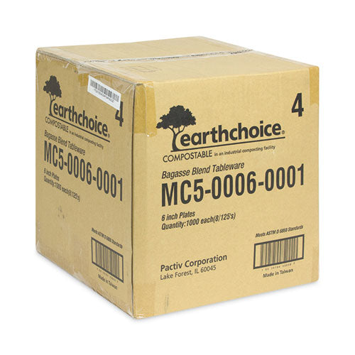 Image of Pactiv Evergreen EarthChoice Compostable Fiber-Blend Bagasse Dinnerware, Plate, Sugarcane, 6" dia, Natural, 1,000/Carton