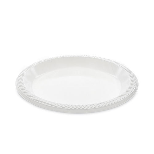 Image of Pactiv Evergreen Meadoware Impact Plastic Dinnerware, Plate, 10.25" dia, White, 500/Carton