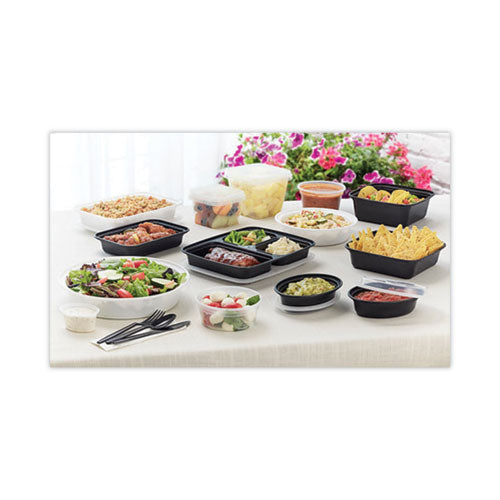 Image of Pactiv Evergreen Newspring VERSAtainer Microwavable Containers, 24 oz, 7 x 7 x 2.38, White/Clear, Plastic, 150/Carton