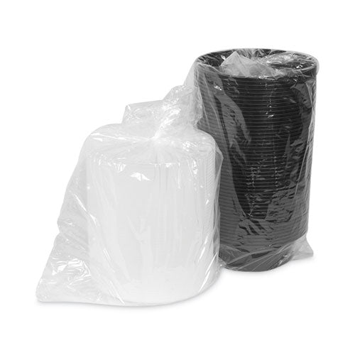 Image of Pactiv Evergreen Newspring VERSAtainer Microwavable Containers, 32 oz, 7" Diameter x 2" h, Black/Clear, Plastic, 150/Carton