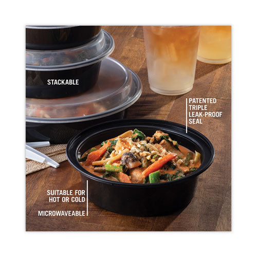 Image of Pactiv Evergreen Newspring VERSAtainer Microwavable Containers, 32 oz, 7" Diameter x 2" h, Black/Clear, Plastic, 150/Carton