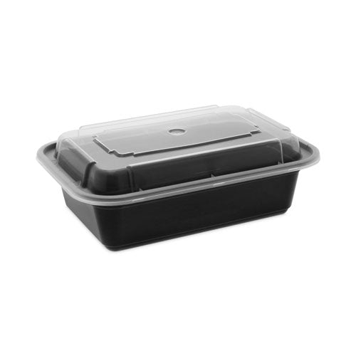 Image of Pactiv Evergreen Newspring VERSAtainer Microwavable Containers, 24 oz, 5 x 7.25 x 2, Black/Clear, Plastic, 150/Carton