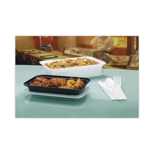 Image of Pactiv Evergreen Newspring VERSAtainer Microwavable Containers, Base/Lid Combo, 8.8 x 6 x 2.5, White/Clear, Plastic, 150/Carton