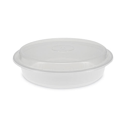 Image of Pactiv Evergreen Newspring VERSAtainer Microwavable Containers, 48 oz, 9 x 9 x 2.38, White/Clear, Plastic, 150/Carton