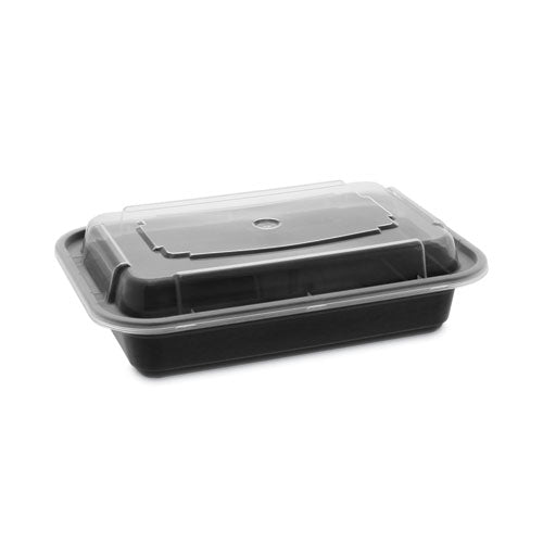 Image of Pactiv Evergreen Newspring VERSAtainer Microwavable Containers, 16 oz, 5 x 7.25 x 1.5, Black/Clear, Plastic, 150/Carton