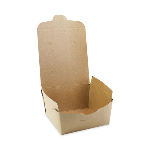 Image of Pactiv Evergreen EarthChoice OneBox Paper Box, 37 oz, 4.5 x 4.5 x 2.5, Brown, 312/Carton
