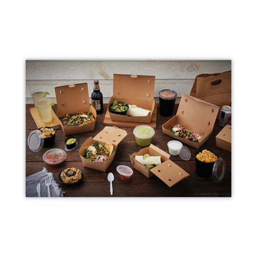 Image of Pactiv Evergreen EarthChoice OneBox Paper Box, 37 oz, 4.5 x 4.5 x 2.5, Brown, 312/Carton