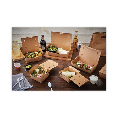 Image of Pactiv Evergreen EarthChoice OneBox Paper Box, 66 oz, 6.5 x 4.5 x 3.25, Brown, 160/Carton
