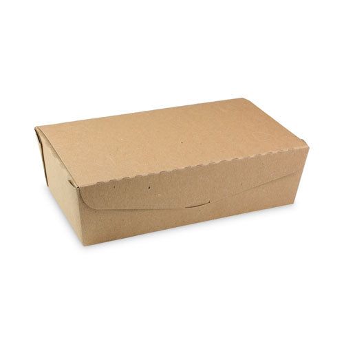 Image of Pactiv Evergreen EarthChoice OneBox Paper Box, 77 oz, 9 x 4.85 x 2.7, Brown, 162/Carton