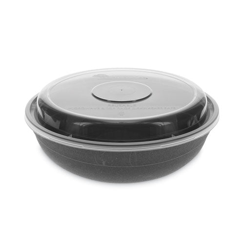 Image of Pactiv Evergreen EarthChoice Versa2Go Microwaveable Container, 30 oz, 6.8 x 6.8 x 2.2, Black/Clear, Plastic, 150/Carton