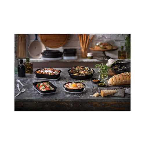 Image of Pactiv Evergreen EarthChoice Versa2Go Microwaveable Container, 30 oz, 6.8 x 6.8 x 2.2, Black/Clear, Plastic, 150/Carton