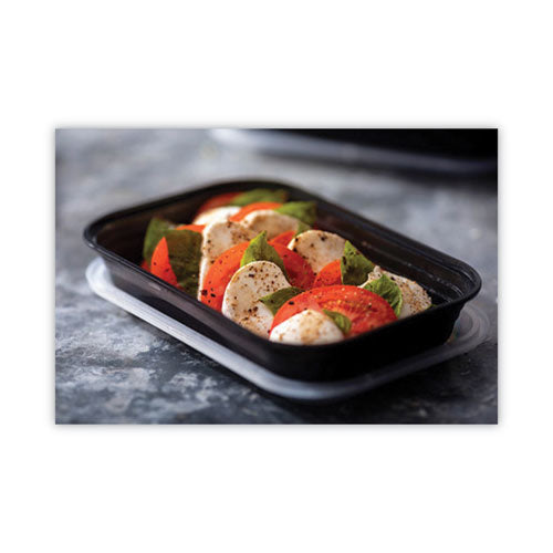 Image of Pactiv Evergreen EarthChoice Versa2Go Microwaveable Container, 27 oz, 8.4 x 5.6 x 1.4, Black/Clear, Plastic, 150/Carton