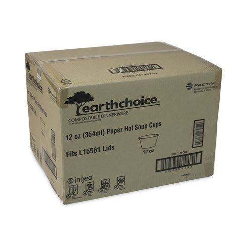 Image of Pactiv Evergreen EarthChoice Compostable Soup Cup, Medium, 12 oz, 3.63" Diameter x 3.63" h, Teal, Paper, 500/Carton