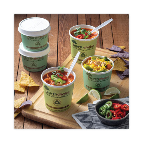 Image of Pactiv Evergreen EarthChoice Compostable Soup Cup, Medium, 12 oz, 3.63" Diameter x 3.63" h, Teal, Paper, 500/Carton