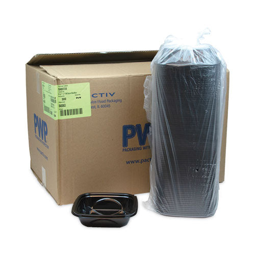 Image of Pactiv Evergreen EarthChoice Square Recycled Bowl, 24 oz, 7 x 7 x 1.52, Black, Plastic, 300/Carton