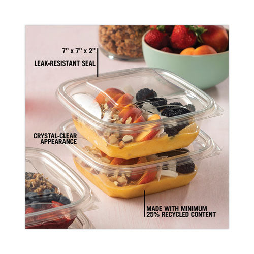 Image of Pactiv Evergreen EarthChoice Square Recycled Bowl, 32 oz, 7 x 7 x 2, Clear, Plastic, 300/Carton