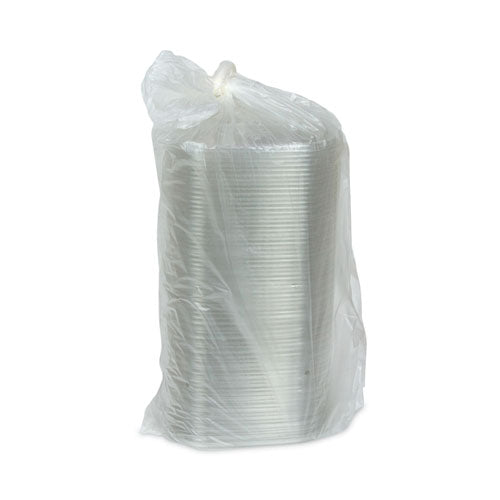 Image of Pactiv Evergreen EarthChoice Recycled PET Container Lid, For 24-32 oz Container Bases, 7.38 x 7.38 x 0.82, Clear, Plastic, 300/Carton