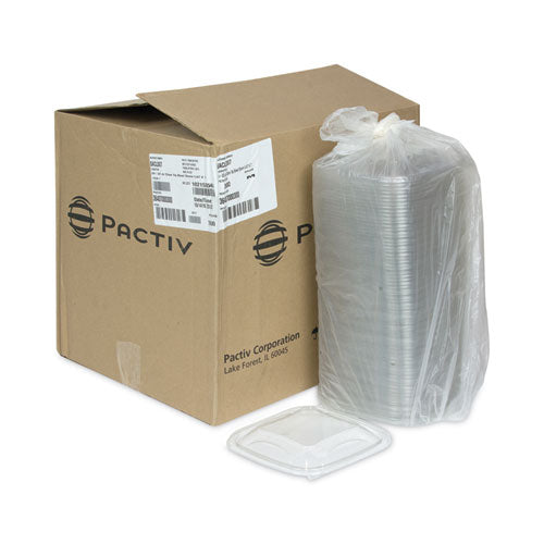 Image of Pactiv Evergreen EarthChoice Recycled PET Container Lid, For 24-32 oz Container Bases, 7.38 x 7.38 x 0.82, Clear, Plastic, 300/Carton
