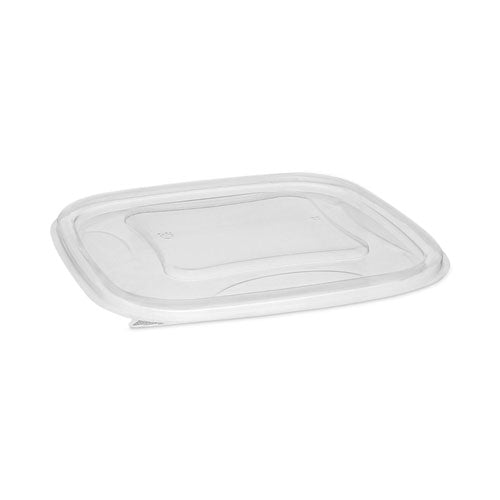 Image of Pactiv Evergreen EarthChoice Square Recycled Bowl Flat Lid, 7.38 x 7.38 x 0.26, Clear, Plastic, 300/Carton