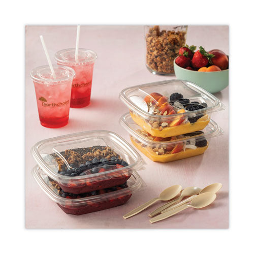 Image of Pactiv Evergreen EarthChoice Square Recycled Bowl Flat Lid, 7.38 x 7.38 x 0.26, Clear, Plastic, 300/Carton