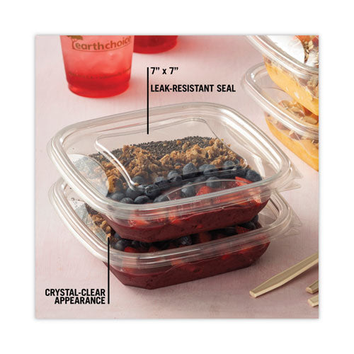 Image of Pactiv Evergreen EarthChoice Square Recycled Bowl Flat Lid, 7.38 x 7.38 x 0.26, Clear, Plastic, 300/Carton