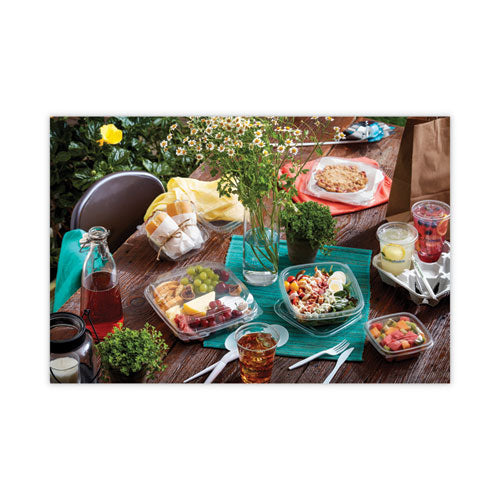Image of Pactiv Evergreen EarthChoice Square Recycled Bowl Flat Lid, 7.38 x 7.38 x 0.26, Clear, Plastic, 300/Carton