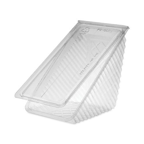 Image of Pactiv Evergreen Plastic Hinged Lid Sandwich Container, 3.25 x 6.5 x 3, Clear, 85/Pack, 3 Packs/Carton
